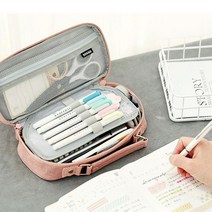 원지퍼 큰 수납 봉제 필통 고등학생 중학생 대형 쇼핑몰 예쁜 대학생 대용량 파우치, 핑크, 본상품선택