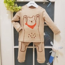 아가방 30% 가을 겨울 베이비페어 긴소매 상의 실면 100% 실내복 위아래 같이 입으면 베이비는 곰돌곰돌 상하세트! 적당한 중간두께 간단 외출복 놀이복 오키 내의
