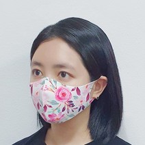 [예원콜렉션] 1+1 항균력 99.9% 빨아쓰는 면 마스크 귀안아픈 천마스크 항균마스크 나비 꽃 새 프린팅마스크 꽃패턴2