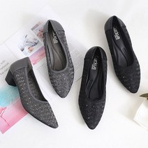 세모코 비죠장식 트위드 4cm 쿠션펌프스힐