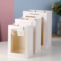 윈도우 쇼핑백 꽃 화분 생화 선물 포장 사다리 사각 반투명 불투명 비닐백 투명백 플라워샤워 꽃집 꽃다발, 윈도우 쇼핑백_핑크 小