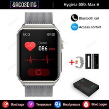 스마트워치밴드건강 혈당 온도 스마트 워치 NFC 블루투스 통화 ECG + HRV 모니터 방수 스포츠, 08 Mesh belt silver