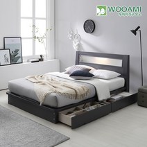 우아미가구 모노 에단 LED 2서랍평상 SS 침대프레임 DM5147, 그레이