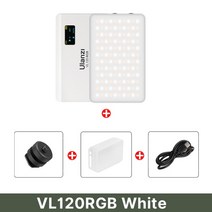 Ulanzi VL120 RGB LED 비디오 라이트 카메라 3100mAh 패널 램프 Vlog 필 디스플레이 스크린 디퓨저 조명, [05] White VL120 RGB