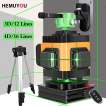 레이저수평기 큐브 줄자 레벨기 측량 오토 삼각대 hemuyou 레벨 1216 라인 3d4d 셀프 레벨링 360 수평 녹색 빔 라인 수평 수직 크로스 라인 실내, 딜 hmy272