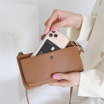 제이드 워싱 레더 휴대폰 크로스백 [소가죽] 카멜브라운 카멜브라운가방 숄더백
