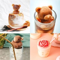 실리콘 캐릭터 동물 모양 얼음틀 귀여운 곰돌이 오리 장미 큐브라떼 얼음 트레이 아이스큐브 케이스 홈카페