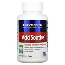 [2개] 엔자이메디카 애시드 수드 Acid soothe 효소 30베지캡슐 아밀레이스 파파야 리프 잎 아밀라아제 리파아제 센텔라 아시아티카 고투콜라 마시멜로우 뿌리 아연 카르노신, 90정 X 1개, 90정