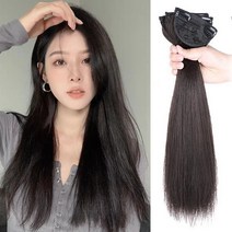 온리정 긴생머리 매직스타일 똑딱이 헤어피스 붙임머리 부분가발 55cm 3개, 네츄럴 블랙