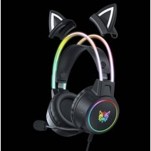 Onikuma x15pro RGB 게이머 헤드셋 PS4 유선 마이크 스테레오 게임용 이어폰 PS5 Xbox, 03 Black - RGB Cat Ear
