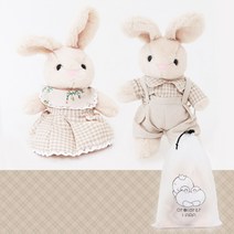 [아이아라 애착인형 래빗 시리즈]클래식 토끼 애착인형_멜빵바지(남아) & 원피스(여아) 2종 택1, 1.멜빵바지 토끼(남아)