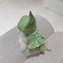 강아지 옷 티셔츠 애견의류 재미있는 니트 슬링 스커트 애완견 드레스 모자 의류 개 조끼 초소형 귀여운 치와와 달콤한 판매 여름, 7.Green - S