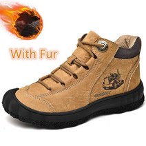 고어텍스스패츠 브랜드 남성 겨울 부츠 정품 가죽 럭셔리 야외 신발 하이킹 수제 스노우 등산, 06 Khaki-Fur_03 40