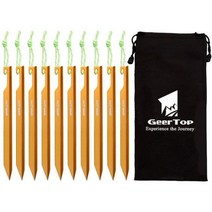 GeerTop 내구성 알루미늄 텐트 스테이크 Pegs 초경량 헤비 듀티 15cm 캠핑 비치 타프 타포린에 대한 반사 코드와 함께, CHINA, Golden