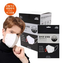 더 올바른 마스크 대형 KFAD 세부리형마스크 귀편한 숨쉬기 편한 비말차단 마스크 화이트 / 블랙, 대형 화이트 30매X2BOX