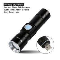 서쪽 자전거 빛 매우 밝은 Zoomable 240 루멘 Q5 200M USB 재충전 용 사이클링 정면 LED 플래쉬 등 램프, CHINA, Classic Light Black