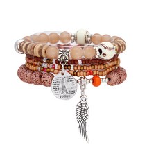 LIU 4 개/대 lava 돌 bracelet bangles heart 합금 펜 던 트 beads 보헤미안 대 한 women C