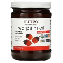 Nutiva 유기농 레드 팜오일 비정제 15 액량 온스 (444 ml) 1팩