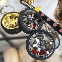 찐알짜 모던 휠 타이어 열쇠고리, 블랙휠/원사이즈