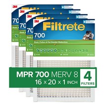 Filtrete 40.6x63.5x2.5cm(16x25x1인치) 에어 필터 MPR 700 MERV 8 먼지 꽃가루 애완동물 비듬 4팩 (정확한 치수 39.9x62.56x1.98cm, 4-Pack, 20x30x1