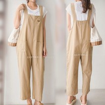 8966 (국내산) 여성 점프수트 멜빵 바지 봄 여름 면 린넨 팬츠 배기핏 주머니