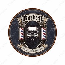 레트로 소품 신사 이발소 원형 빈티지 금속 표지판 Ciub Pub 벽 장식 수염 콧수염 플레이트 이발 플라크 N408, [01] 30CM, [03] 10