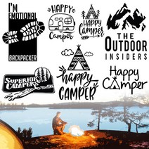 캠핑로고스티커2 자동차데칼스티커 캠핑카 카고트레일러 카라반꾸미기 아웃도어, 1개, 노랑L