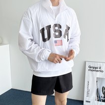 데일트 USA 남자 오버핏 반집업 아노락 여름 바람막이 점퍼