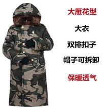 겨울코트 두꺼운 패딩 웰론 남자 면코트 노동보호 작업복 하프기장 후드 미드 노년 4974838854, 기러기다 추가 롱 기모함 두꺼운 후드, 중간사이즈 적합 130-150 근