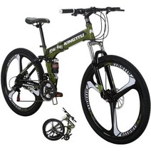 EUROBIKE 26인치 성인 접이식 산악 자전거 남성과 여성을 위한 듀얼 디스크 브레이크, Green-G6 3 Spoke