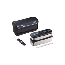 써모스 도시락 스테인레스 프레쉬 런치박스 1100ml 라인 블랙 DSD-1104W L-BK, 1개