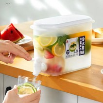 아이스 물통 3.5L 2개 밸브형 내고온 안전위생 냉장고 캠핑물통, 투명색,투명색