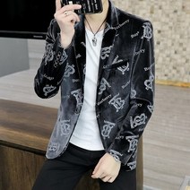 남자 봄과 가을 편지 그라디언트 정장 재킷 긴팔 싱글 브레스트 캐주얼 슬림 데일리 블레이저 드레스 새 코트