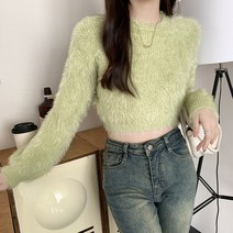 케익 모조 털 숏 크롭 스웨터 긴팔 니트 S439