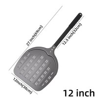 12 인치 피자 껍질 금속 핸들 터닝 패들 알루미늄 터너 붙지 않는 베이킹 도구 천공 주방 액세서리, black 12inch 69cm