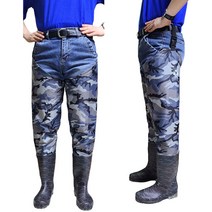 펭귄 허벅지 장화 해루질 웨이더 갯벌 민물 낚시 바지 장화, 펭귄 얼룩이 허벅지 장화, 255