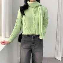 포디룩 [겨울청순] 머플러 세트 꽈배기 가디건