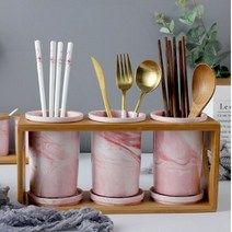 [새학기맞이 50% 반값세일] 네이처타임즈 나무 도자기 숟가락통 3구, 핑크