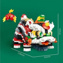 레고 호환 블럭 사각/십자블록 럭키 라이온 댄스 아치 웨이 미니 빌딩 블록 중국 전통 문화 3D 모델 다이아몬드 마이크로 벽돌 장난감 선물, P1183+No Box