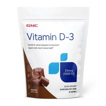 GNC 지엔씨 비타민D3 1000IU 초콜릿 60소프트츄, 60정