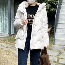 노팅힐 밍크 트리밍 구스 패딩 미디 점퍼 겨울 아우터 크림아이보리 블랙 무배