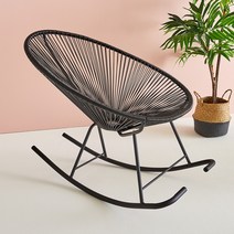 뉴코드체어 야외의자 라탄 안락의자 라탄체어 아카폴코 비치의자 테라스, 블랙, 흔들(스윙), 1+1