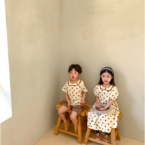 바로배송 남매룩 자매룩원피스 도트상하세트 딸룩 아들룩 키즈상하세트코디 문센룩 등원룩 여름 상하복 남매 커플룩 도트 땡땡이원피스 남아 여아코디