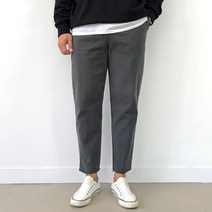 간빠레 테이퍼드 밴딩 밑단 컷팅 면바지 팬츠