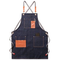 카우보이 솔리드 데님 요리 포켓 Pinafore 미용사 앞치마 이발사 집 청소 요리사 앞치마 마스터 앞치마 주방 악세사리, 2WQ-46470-002
