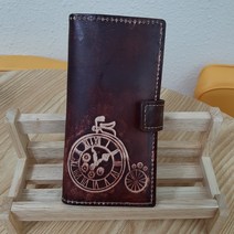 가죽공예품 통가죽 마인자전거 브라운 다기종휴대폰케이스 천연가죽 휴대폰 케이스