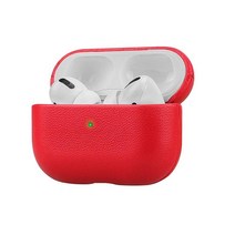 에어팟 프로 천연 가죽 케이스 Lopie [핸드메이드 시리즈] 커버 보호 스킨 프로용 휴대용 충격 방지 쉘 먼지/먼지 (에어팟 2세대용 아님) - 블랙, Sheep Leather -Red