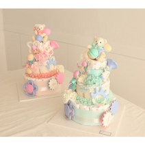 주식회사 앙앙 7종 딸랑이 3단 기저귀케익 (핑크or민트) (딸랑이7종세트+곰인형), 돌선물