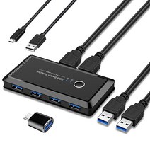 프리미엄 USB 스위치 2개의 컴퓨터 공유용 3.0 장치 4개 PC 프린터 스캐너 마우스 키보드용 주변 스위치 박스 허브 C to 어댑터 1개 포함
