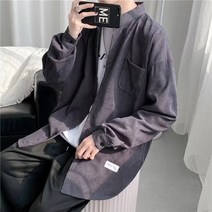 DFMEI 남자 기모 도톰 코듀로이 긴팔 셔츠